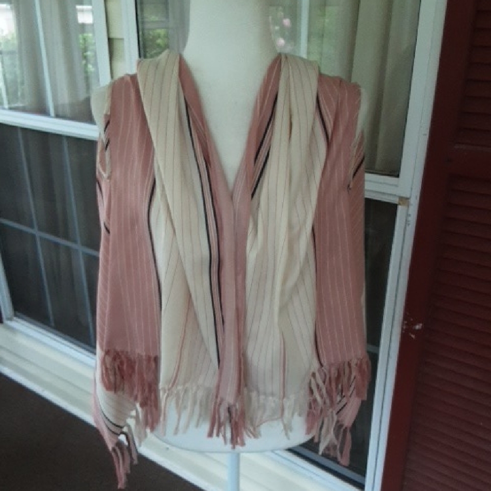 J. Crew Pink and‎ Cream Striped Wrap Shawl/Scarf